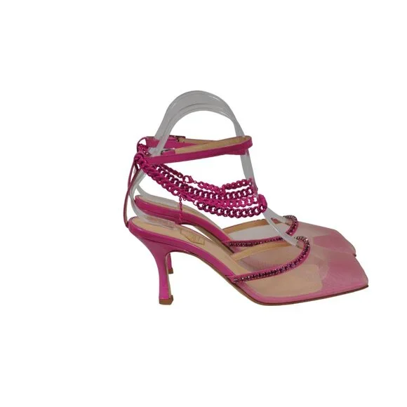 Nalebe Womens Stellar Mules Wildcard US 7 EU 37 Pink Mesh Square Toe Heels